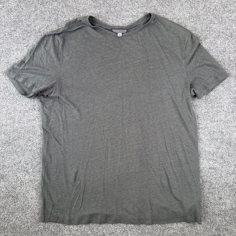 John Varvatos T Shirt Mens 2XL Grey Ramie Viscose Short Sleeve Lounge Comfy